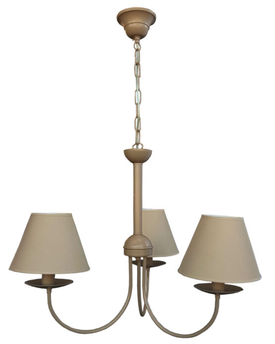 Lampadario Tortora 3 Luci Provenzale Shabby Chic con Paralumi Tortora