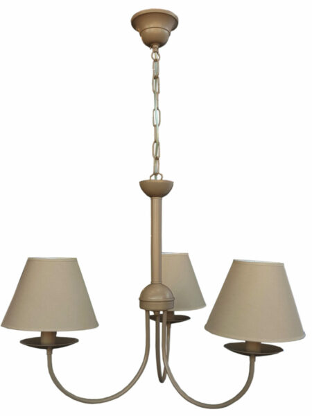 Lampadario Tortora 3 Luci Provenzale Shabby Chic con Paralumi Tortora