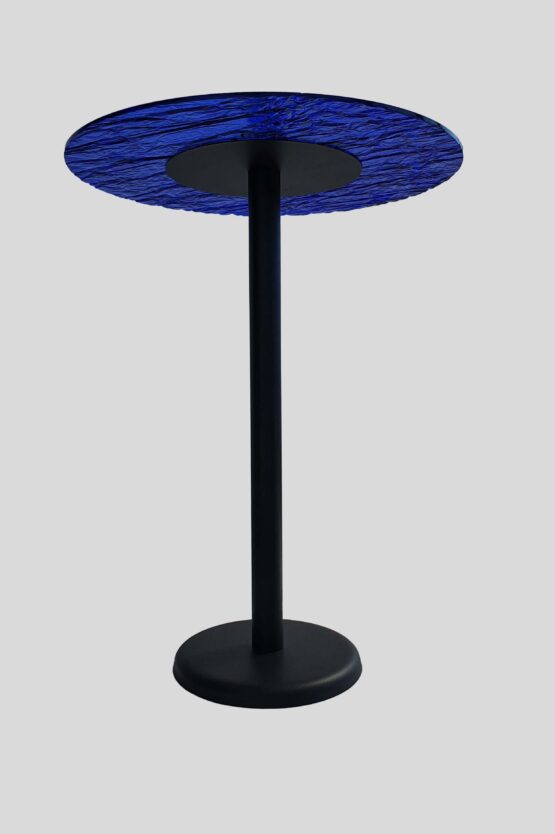 Tavolo Rotondo in Plexiglass Effetto Ghiaccio Blu - immagine 3