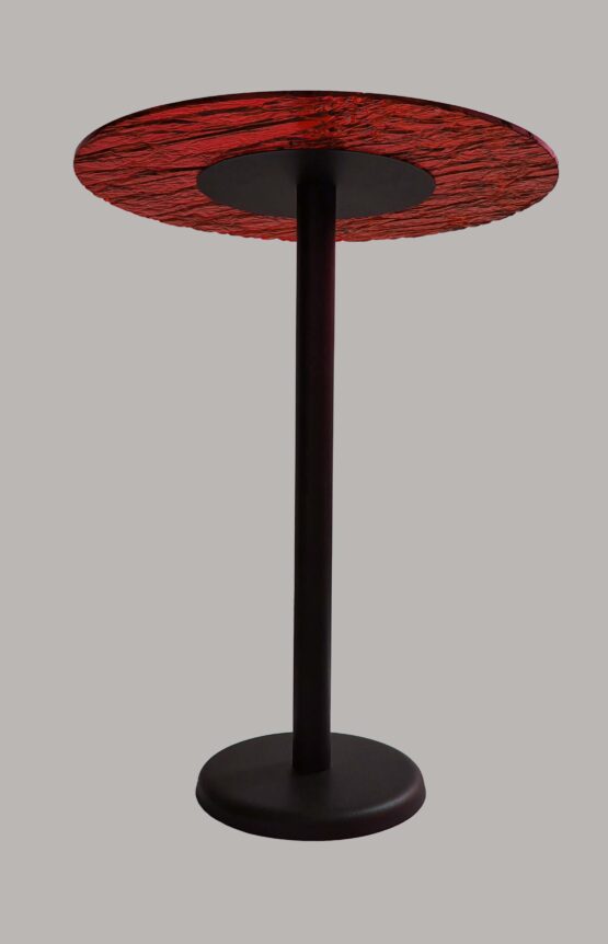 Tavolo Rotondo in Plexiglass Effetto Ghiaccio Rosso - immagine 3