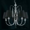 Lampadario 5 luci Moderno Paralumi Organza Nero