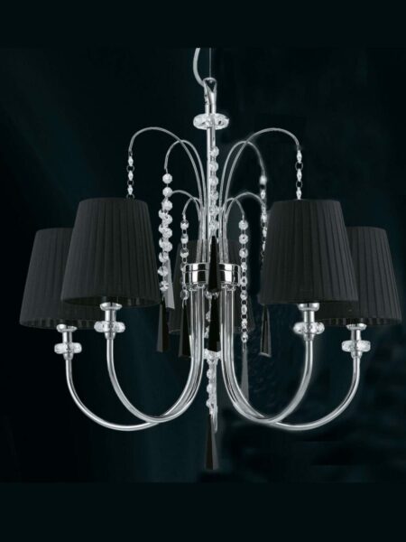 Lampadario 5 luci Moderno Paralumi Organza Nero