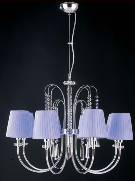 Lampadario Moderno Paralumi Organza Glicine 8 Luci