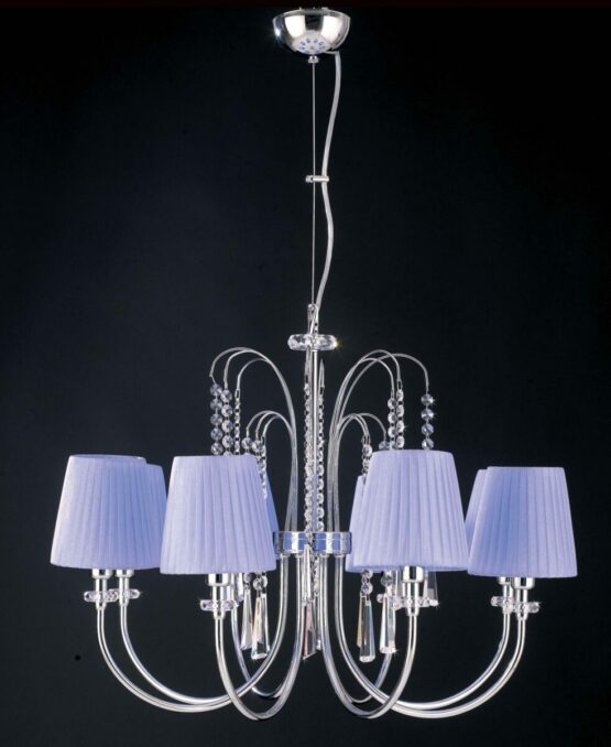 Lampadario Moderno Paralumi Organza Glicine 8 Luci