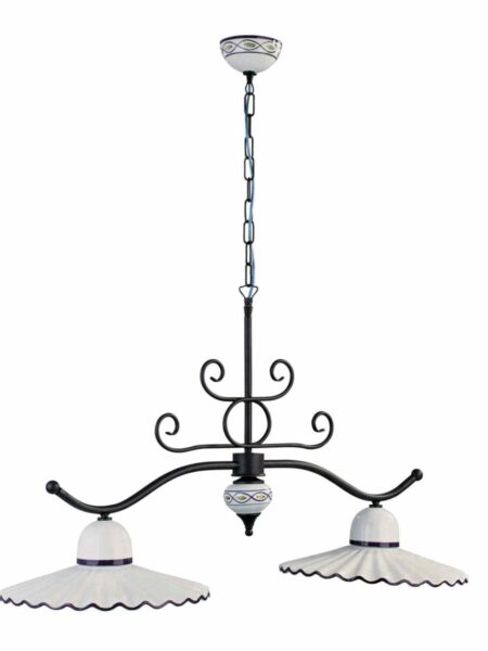 Lampadario Bilanciere in Ceramica Decorata Blu