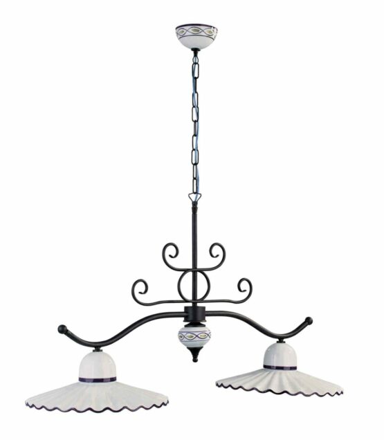 Lampadario Bilanciere in Ceramica Decorata Blu