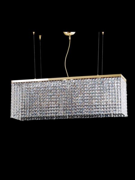 Lampadario Salone Oro Lucido Cristallo Strass