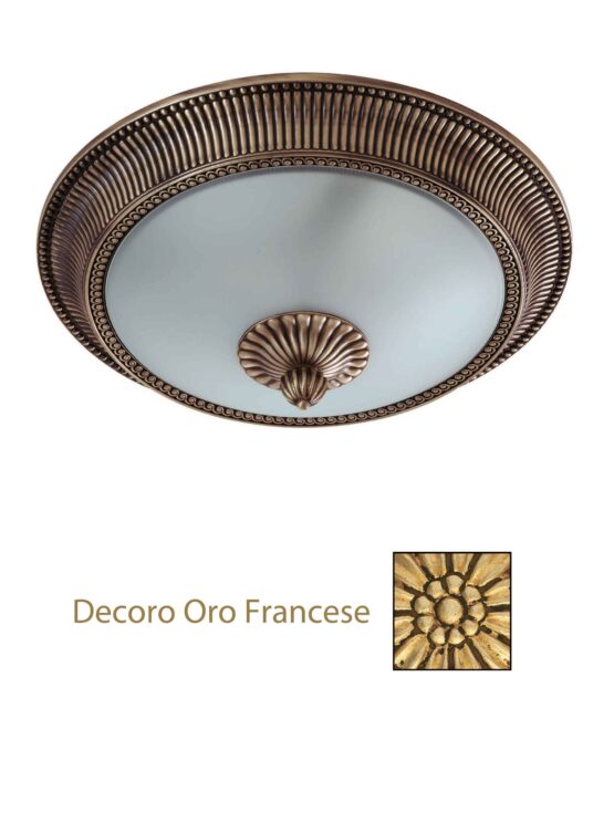 Plafoniera Ottone Lavorato Oro Francese cm 40