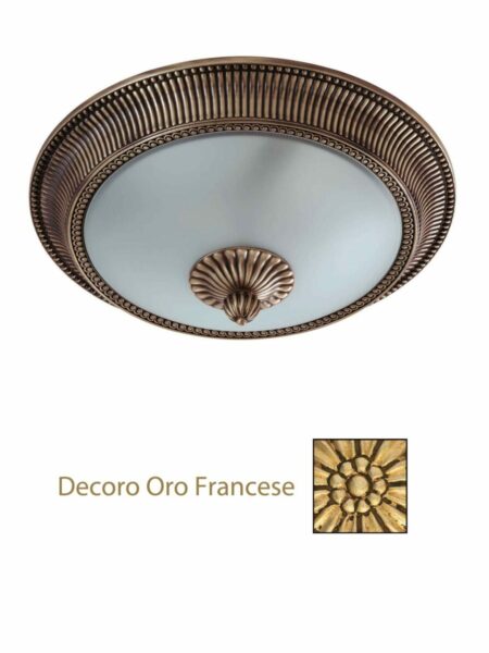 Plafoniera Ottone Lavorato Oro Francese cm 40