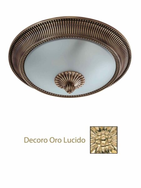 Plafoniera Ottone Lavorato Oro Lucido cm 40
