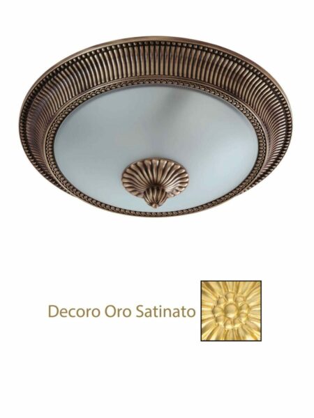 Plafoniera Ottone Lavorato Oro Satinato cm 40
