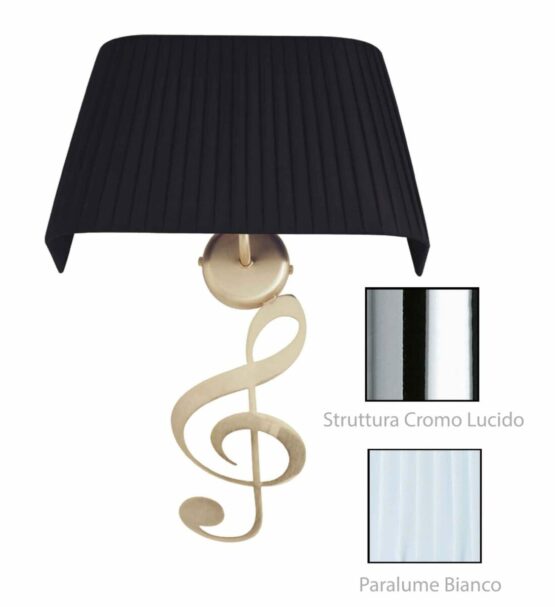 Applique Nota Musicale Cromo Lucido Paralume Tessuto Pongè Bianco