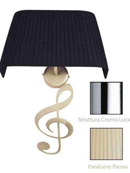 Applique Nota Musicale Cromo Lucido Paralume Tessuto Pongè Panna