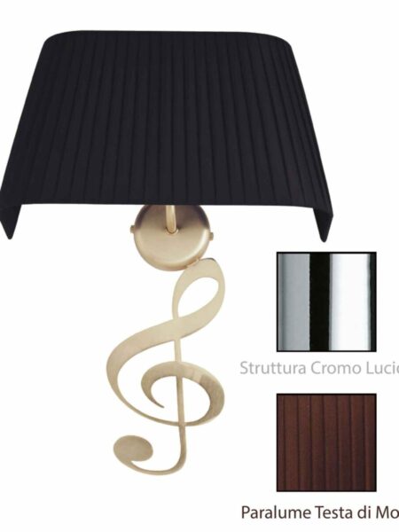 Applique Nota Musicale Cromo Lucido Paralume Tessuto Pongè Testa di Moro