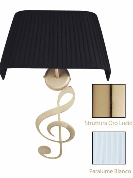 Applique Nota Musicale Oro Lucido Paralume Tessuto Pongè Bianco