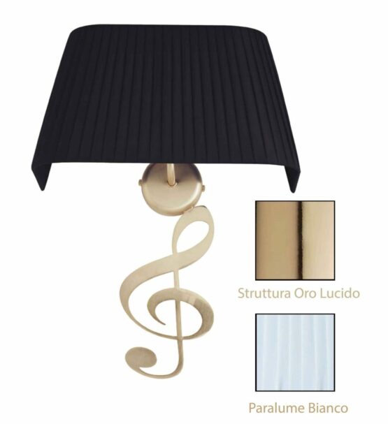 Applique Nota Musicale Oro Lucido Paralume Tessuto Pongè Bianco