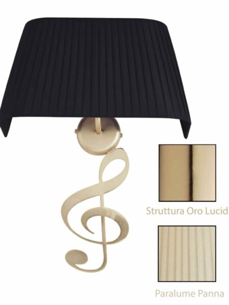 Applique Nota Musicale Oro Lucido Paralume Tessuto Pongè Panna