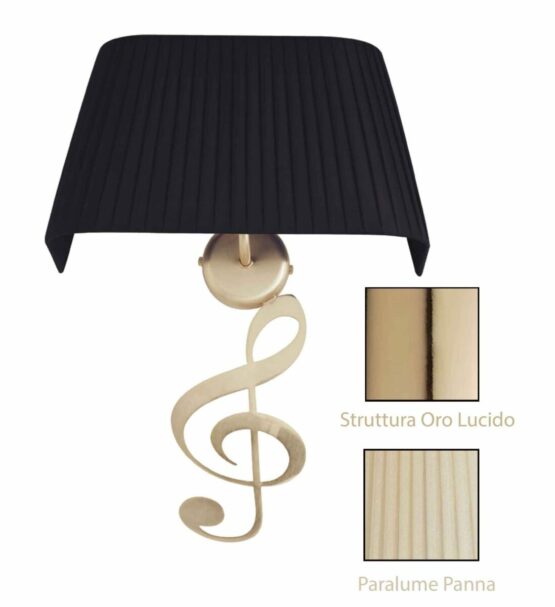Applique Nota Musicale Oro Lucido Paralume Tessuto Pongè Panna