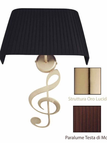 Applique Nota Musicale Oro Lucido Paralume Tessuto Pongè Testa di Moro