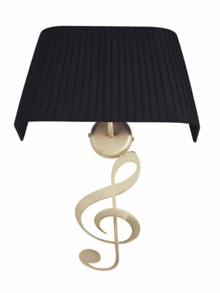 Applique Nota Musicale Oro Satinato Paralume Tessuto Pongè Nero