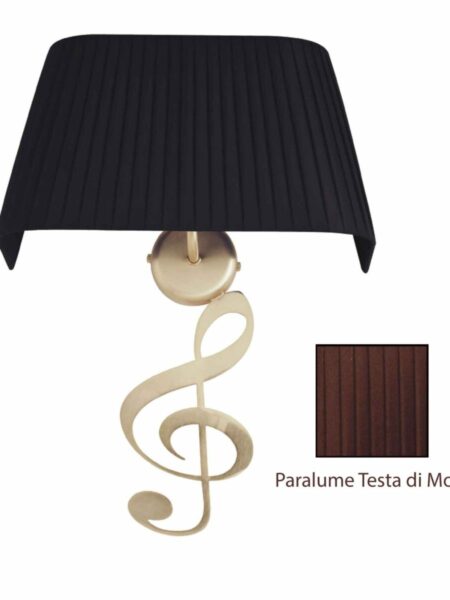 Applique Nota Musicale Oro Satinato Paralume Tessuto Pongè Testa di Moro