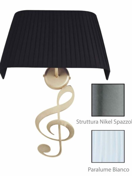 Applique Nota Musicale Nikel Spazz Paralume Tessuto Pongè Bianco