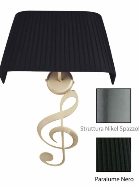 Applique Nota Musicale Nikel Spazz Paralume Tessuto Pongè Nero