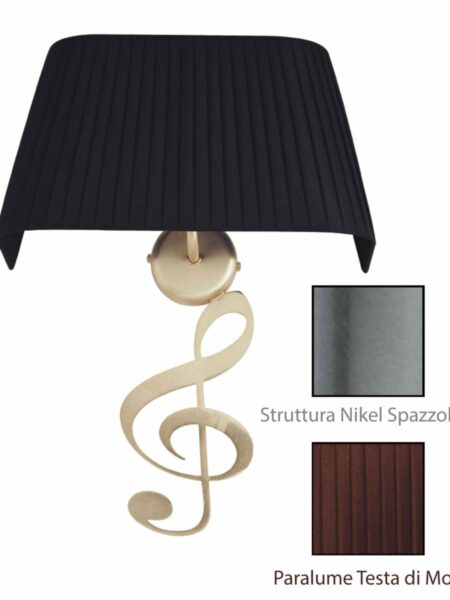 Applique Nota Musicale Nikel Spazz Paralume Tessuto Pongè Testa di Moro