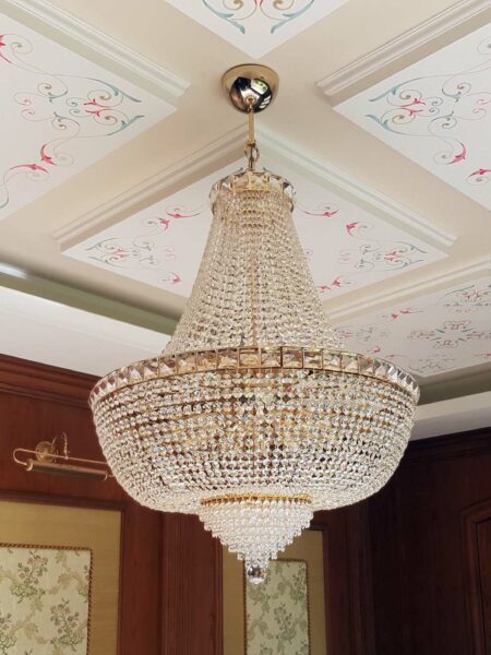 Lampadario Stile Impero Cristalli Strass diametro cm 80