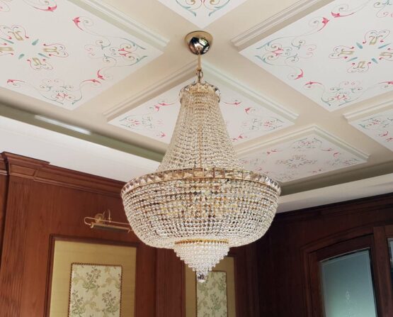 Lampadario Stile Impero Cristalli Strass diametro cm 80