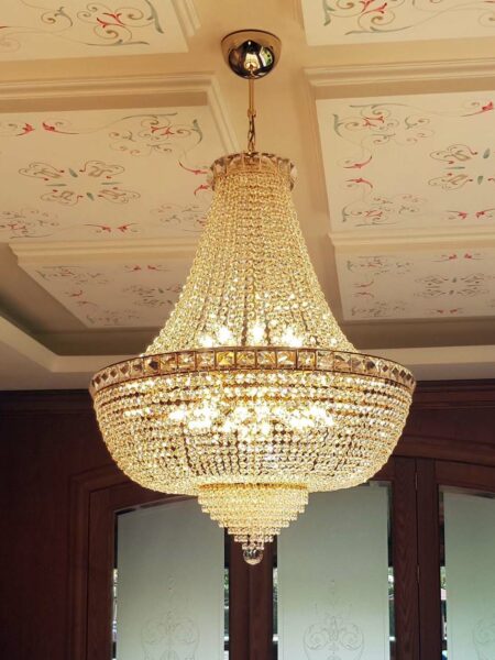 Lampadario Stile Impero Cristalli Strass diametro cm 80