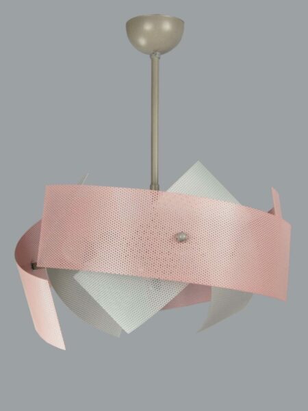 Lampadario Rosa Bianco 9 Luci Cameretta Salone Cucina