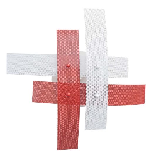 Plafoniera 4 Luci Moderna Metallo Rosso Bianco - immagine 3