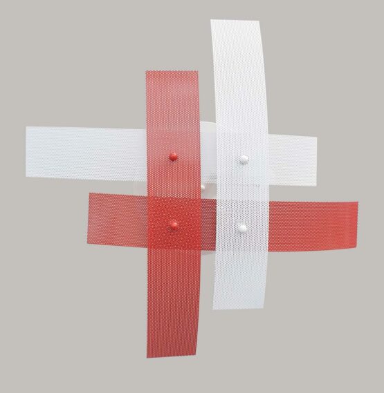 Plafoniera 4 Luci Moderna Metallo Rosso Bianco - immagine 4