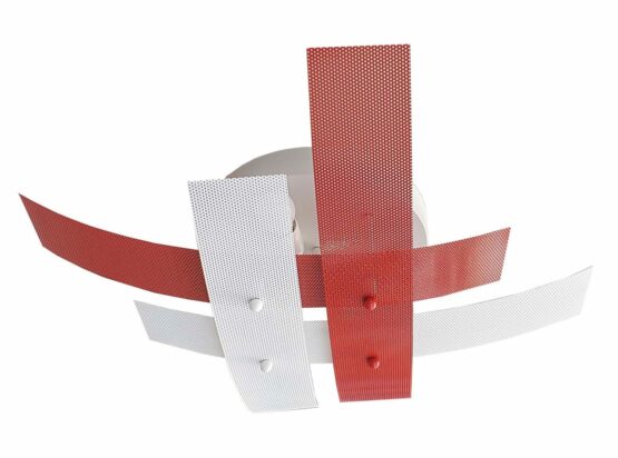 Plafoniera 4 Luci Moderna Metallo Rosso Bianco - immagine 2