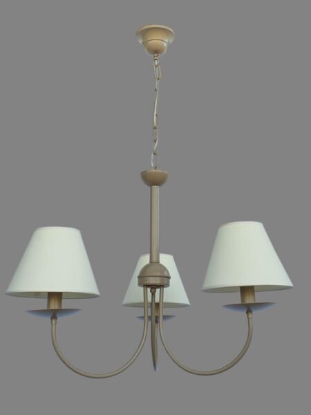 Lampadario Tortora 3 Luci Provenzale Shabby Chic con Paralumi Avorio