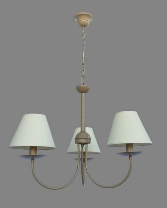 Lampadario Tortora 3 Luci Provenzale Shabby Chic con Paralumi Avorio