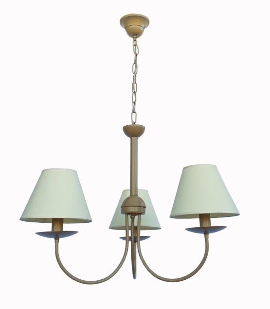 Lampadario Tortora 3 Luci Provenzale Shabby Chic con Paralumi Avorio - immagine 2