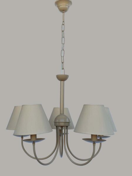 Lampadario Tortora 5 Luci Shabby Chic Paralumi Tortora