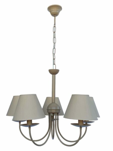 Lampadario Tortora 5 Luci Shabby Chic Paralumi Tortora