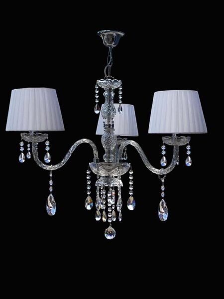 Lampadario in Cristallo 3 Luci Strass e Paralumi