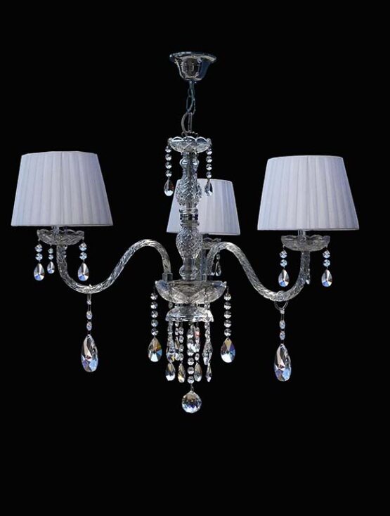 Lampadario in Cristallo 3 Luci Strass e Paralumi