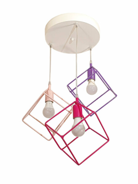 Lampadario Plafoniera Cubi Multi Color Rosa Fucsia Glicine
