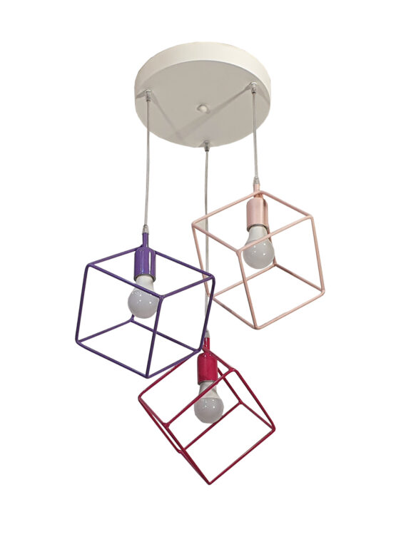Lampadario Plafoniera Cubi Multi Color Rosa Fucsia Glicine