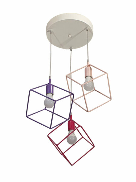 Lampadario Plafoniera Cubi Multi Color Rosa Fucsia Glicine