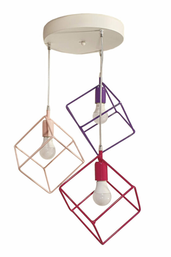 Lampadario Plafoniera Cubi Multi Color Rosa Fucsia Glicine