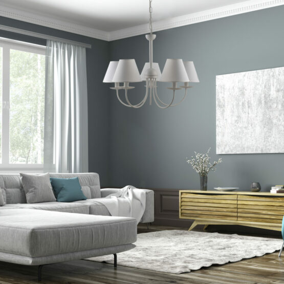 Lampadario Bianco 5 Luci Provenzale Shabby Chic