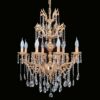 Lampadario 10 Luci Ottone Oro Lucido Cristalli Asfour