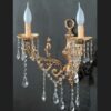 Applique 2 Luci Ottone Oro Lucido Cristalli Asfour