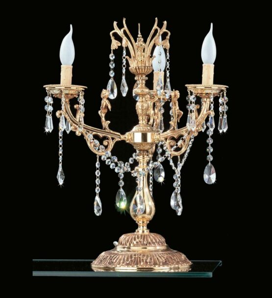 Lume 3 Luci Ottone Oro Lucido Cristalli Asfour